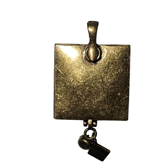 Vintage Gold Tone Square Pendant Crystal Charm Hinged Closure Fashion Jewelry - Picture 4 of 6